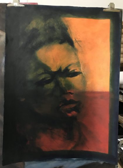 Vrouw met blauw haar